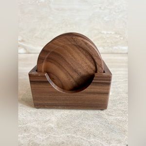 Walnut Wood Coaster Set